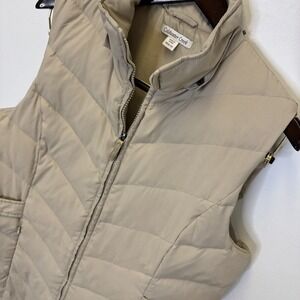 Coldwater Creek Long Puffer Down Filled Puffer Vest In Cream Women's Med 10-12